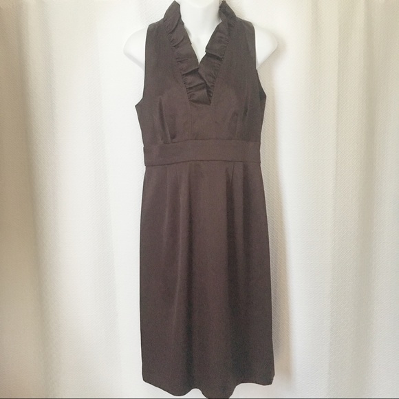 Brown Satin Knee Length Cocktail Dress - Picture 1 of 6